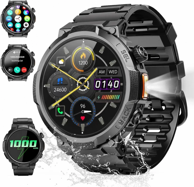 Main image of Smart Watches for Men (Answer/Make Call), 1.53" HD Military Smartwatch, 50+ Days Extra-Long Battery Life Fitness Tracker, Flashlight/110+Sports/Heart Rate/Sleep Monitor/IP68 Waterproof Android iOS