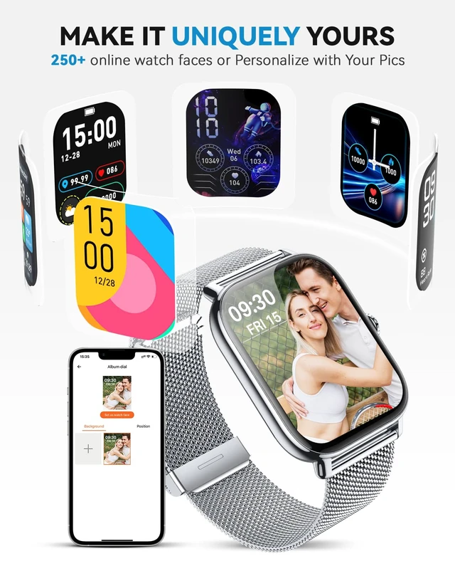Alt view image 5 of 6 - Smart Watch for Women Men- Answer/Make Call, IP68 Waterproof Fitness Tracker with Sleep Monitor,Smartwatch for Andriod iPhone Compatible (Silver Case w/Starlight & Siliver Milanese Band, 1.91)