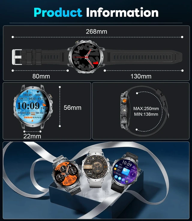 Alt view image 4 of 7 - Military Smart Watches for Men(3 Bands),1400mAh/1.85" HD Large Screen Smartwatch, Flashlight/110+ Sports Modes/IP68 Waterproof/Sleep Monitor, Fitness Tracker Watch for Android iOS,Jet Black