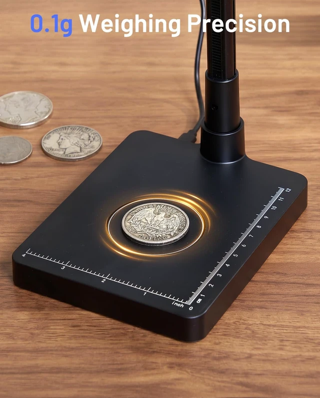 Alt view image 4 of 7 - Coin Microscope with Weighing Scale, 7" Digital Magnifier DM4W Max 2K Full View Coin Scope, 0.1g Accuracy, LED Lights, Weight Scale for Coin Collectors, Jeweler, Students, Win/Mac Compatible