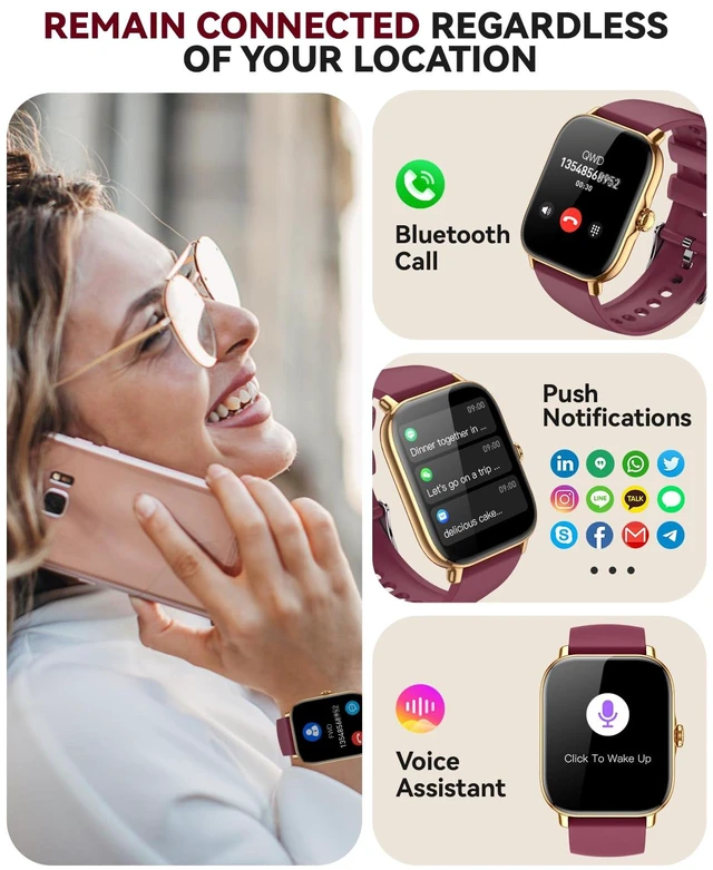 Alt view image 2 of 7 - Smart Watch for Women Men- Answer/Make Call, 2025 IP68 Waterproof Fitness Step Sleep Tracker Watch with Monitor Activity Counter Smartwatch for Andriod iPhone iOS Samsung Compatible