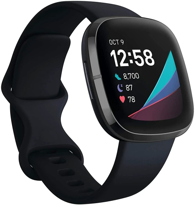 Main image of Sense Health & Fitness Smartwatch W/GPS, Bluetooth Call/Text, Heart Rate SpO2, ECG, Skin Temperature & Stress Sensing (S & L Bands, 90 Day Premium Included) International Version (Graphite)