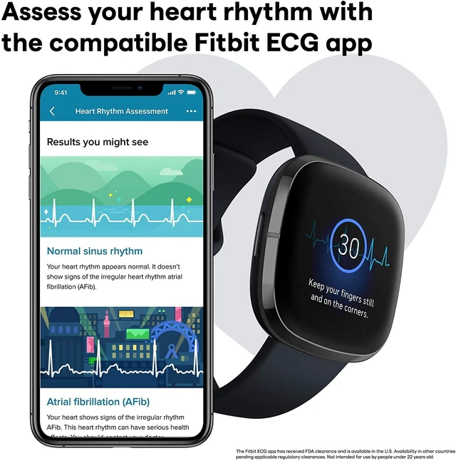 Alt view image 4 of 7 - Sense Health & Fitness Smartwatch W/GPS, Bluetooth Call/Text, Heart Rate SpO2, ECG, Skin Temperature & Stress Sensing (S & L Bands, 90 Day Premium Included) International Version (Graphite)