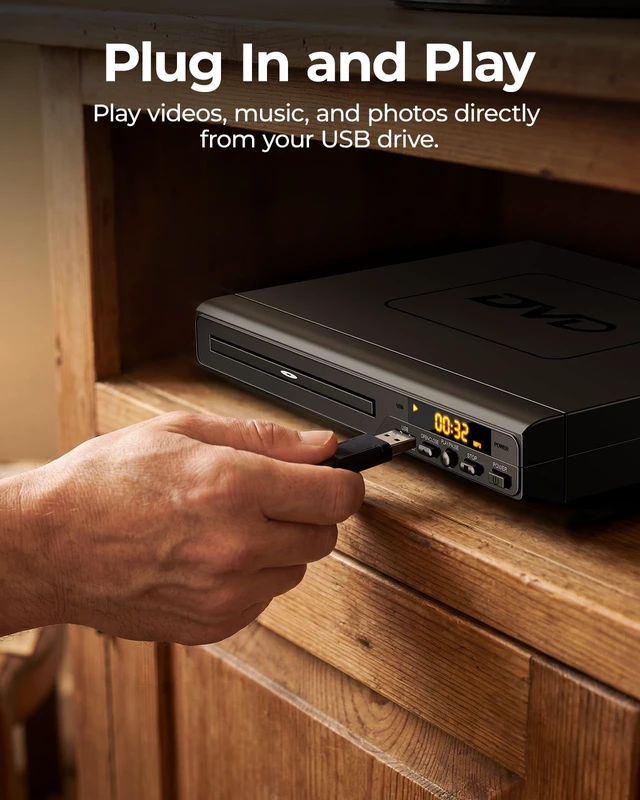 Alt view image 7 of 7 - DVD Players for TV with HDMI that Play All Regions Simple DVD Player with Easy Operation, CD Player for Home Stereo System, Included HDMI and RCA Cable, 10ft HDMICable