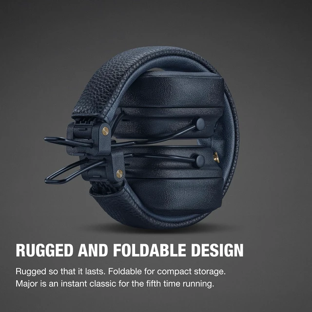 Alt view image 5 of 7 - Major V Wireless On-Ear Bluetooth Headphones - Midnight Blue 100+ Hr Playtime Microphone for Calls Lightweight Foldable Design for Travel Detachable Audio Cable