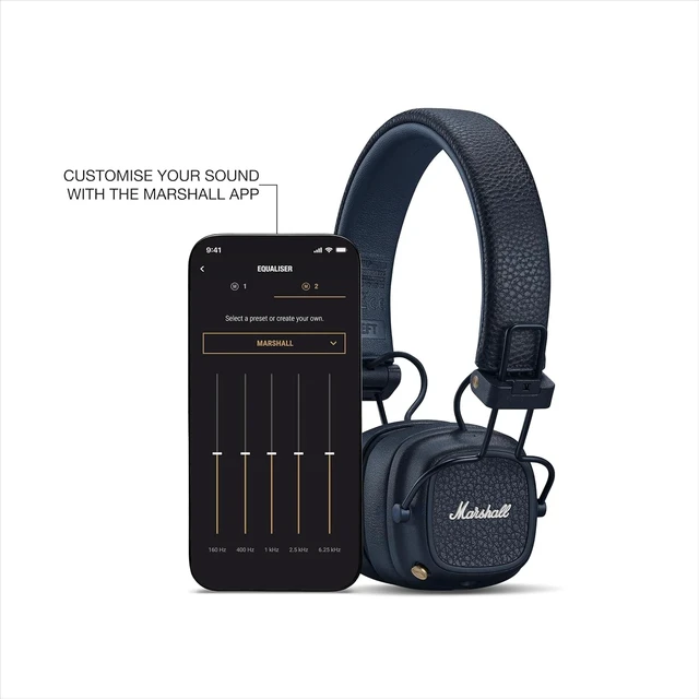 Alt view image 7 of 7 - Major V Wireless On-Ear Bluetooth Headphones - Midnight Blue 100+ Hr Playtime Microphone for Calls Lightweight Foldable Design for Travel Detachable Audio Cable