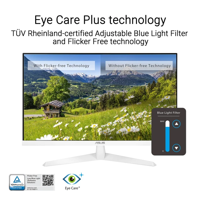 Alt view image 4 of 7 - VY249HGR-W 24 Inch 1080P FHD IPS 120Hz Gaming Monitor, HDMI, VGA, Tilt 23.8 inch, SmoothMotion, 1ms (MPRT), Adaptive Sync, Eye Care Plus, Blue Light Filter, Flicker Free, Antibacterial, VESA Mount