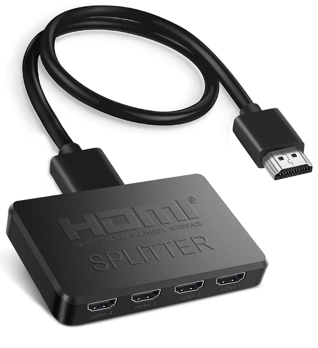 Main image of 4K HDMI Splitter 1 in 4 Out with Hdmi 2.0 Cable, Only Mirror HDMI Video Distributor 1X4 Mirror Duplicate 1 Source to 4 Displays, Not for Extended, Support 1080P@60Hz, 3D, PS5, HDTV