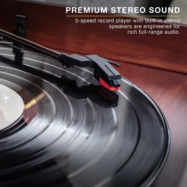 Alt view image 4 of 7 - Quincy - 6-in-1 Bluetooth Record Player - Farmhouse Oatmeal Plays vinyl, CD, cassette and FM radio through built-in stereo speakers, Bluetooth and aux streaming, headphone jack
