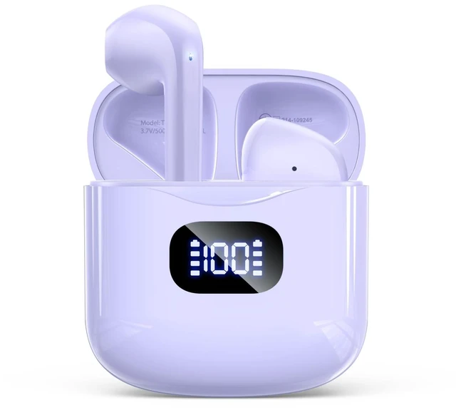 Main image of Wireless Earbuds Bluetooth 5.3 Ear Buds Headphones, 40Hrs Playback Stereo Sound, LED Display, IPX7 Waterproof, Compact In-ear Earphones with Mic for Phone Tablet Laptop Sport, Orchid