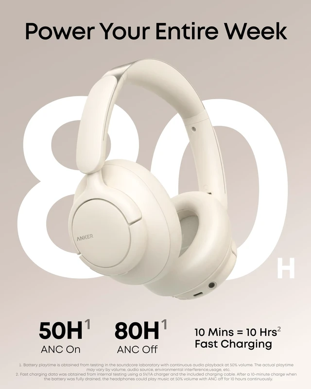 Alt view image 5 of 7 - by Anker Q31i, Adaptive Noise Cancelling Over-Ear Headphones LDAC Hi-Res Wireless Audio, 50H ANC Playtime, Comfortable Fit, Clear Calls, Dual Connection, Bluetooth 6.0, Custom EQ via App