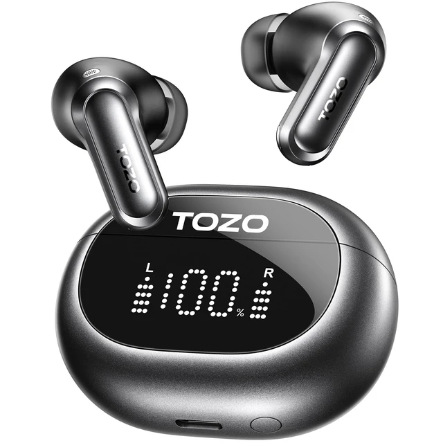 Main image of NC20 Active Noise Cancelling Wireless Earbuds LDAC Hi-Res Bluetooth 6 Mics AI Call Ear Buds 80H Playtime, Dual Pairing, 32 EQ via App, IPX8 Waterproof, Wireless Charging Case Glossy Black