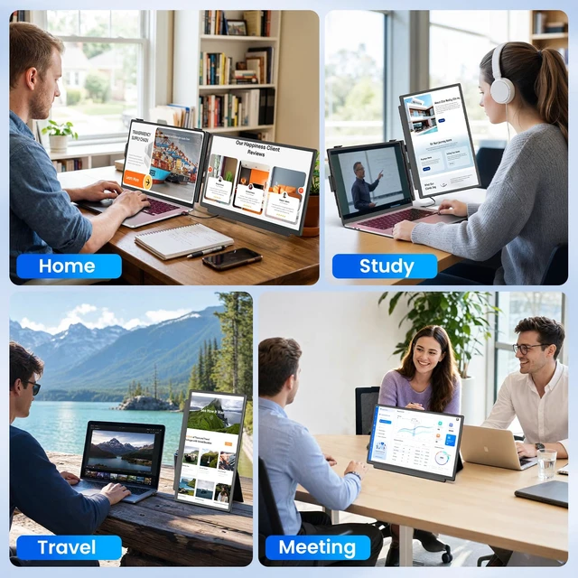 Alt view image 6 of 7 - 15.6" Laptop Screen Extender, FHD 1080P Portable Monitor, Detachable and Plug-Play Travel Laptop Monitor Extender Fit for 14"-17.3" Laptops, Dual Monitor Compatible for Mac/Wins/Dex/Chrome