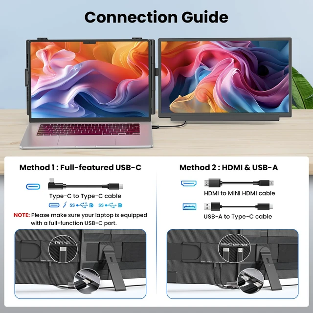 Alt view image 7 of 7 - 15.6" Laptop Screen Extender, FHD 1080P Portable Monitor, Detachable and Plug-Play Travel Laptop Monitor Extender Fit for 14"-17.3" Laptops, Dual Monitor Compatible for Mac/Wins/Dex/Chrome