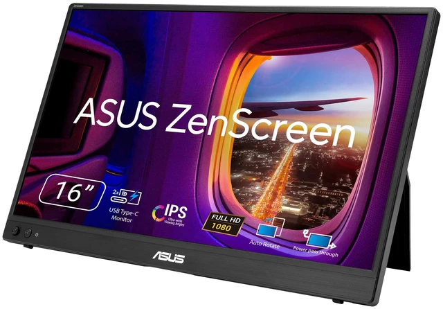 Main image of ZenScreen MB16AHVE 15.6 Inch 1080p Portable Monitor Kickstand, Anti-Glare, Blue Light Filter, Mini HDMI, Tripod mountable, Protective Sleeve, Travel Display for MacBook and PC