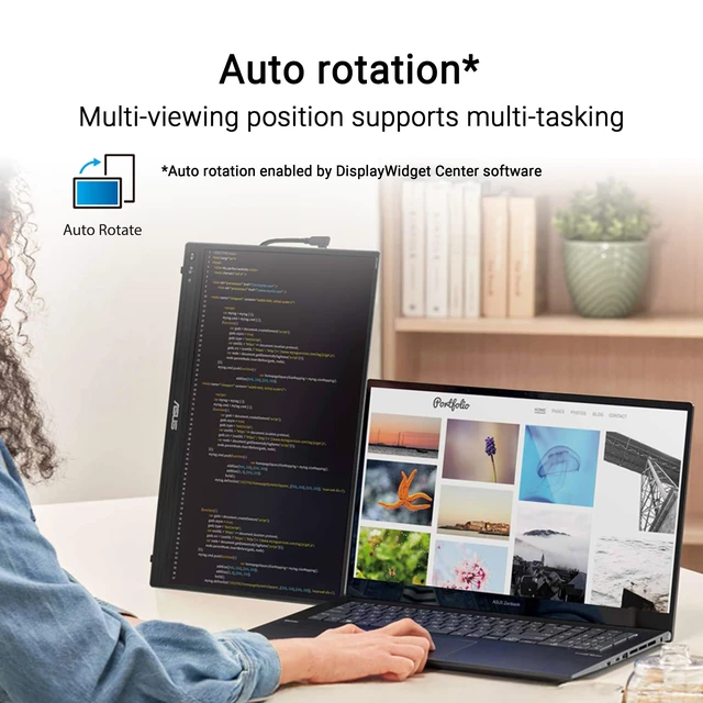 Alt view image 6 of 7 - ZenScreen MB16AHVE 15.6 Inch 1080p Portable Monitor Kickstand, Anti-Glare, Blue Light Filter, Mini HDMI, Tripod mountable, Protective Sleeve, Travel Display for MacBook and PC