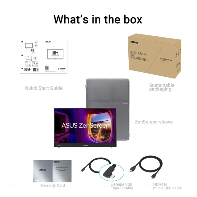Alt view image 7 of 7 - ZenScreen MB16AHVE 15.6 Inch 1080p Portable Monitor Kickstand, Anti-Glare, Blue Light Filter, Mini HDMI, Tripod mountable, Protective Sleeve, Travel Display for MacBook and PC