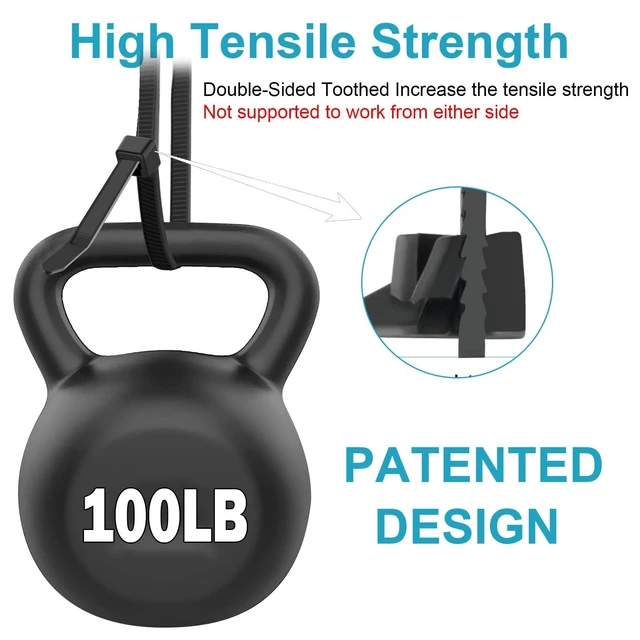 Alt view image 3 of 6 - 14 Inch Zip Ties Double Sided Toothed,100 LBS Tensile Strength Heavy Duty Cable Wire Ties With Self-Locking Adjustable More Durable Nylon Tie Wraps for Indoor Outdoor200 Pack