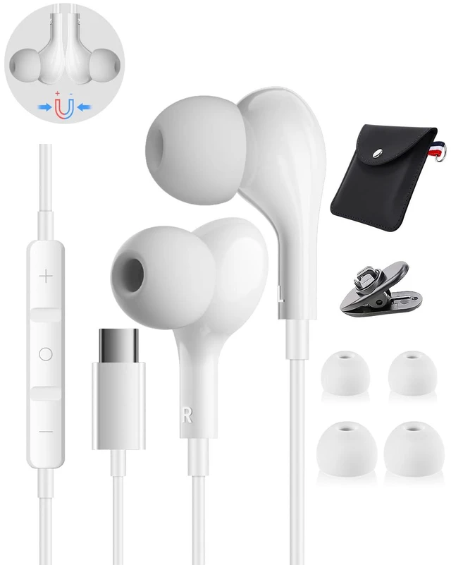 Main image of USB C Headphone Wired for iPhone 15 Plus 16 Pro 17 Air 18 Pro Max iPad mini Usbc Headphones Type C for Samsung Galaxy S26 S25 S24 S23 Ultra S22 A57 A56 A16 A17 Earbuds in-Ear with Mic Volume Control