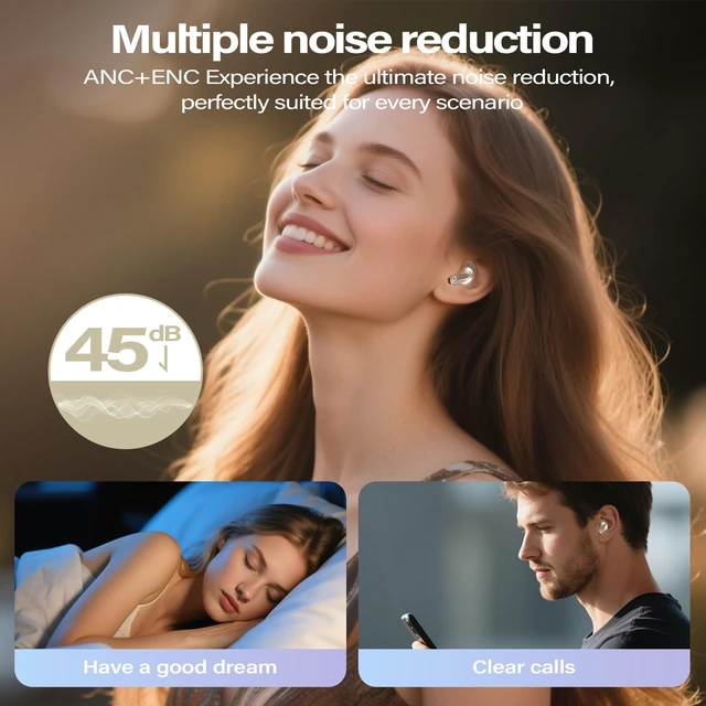 Alt view image 4 of 7 - Mini ANC Sleep Earbuds, Wireless Ear Buds Headphones for Side Sleepers Bluetooth 5.4 Deep Bass Stereo 48H Playtime Ear Buds, 4 ENC Noise Cancelling Mic for Side Sleepers uninterrupted night sleep
