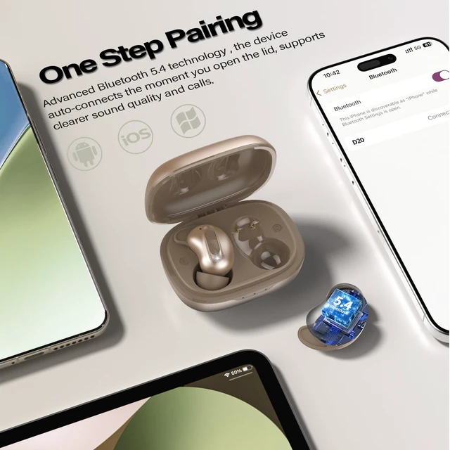 Alt view image 5 of 7 - Mini ANC Sleep Earbuds, Wireless Ear Buds Headphones for Side Sleepers Bluetooth 5.4 Deep Bass Stereo 48H Playtime Ear Buds, 4 ENC Noise Cancelling Mic for Side Sleepers uninterrupted night sleep
