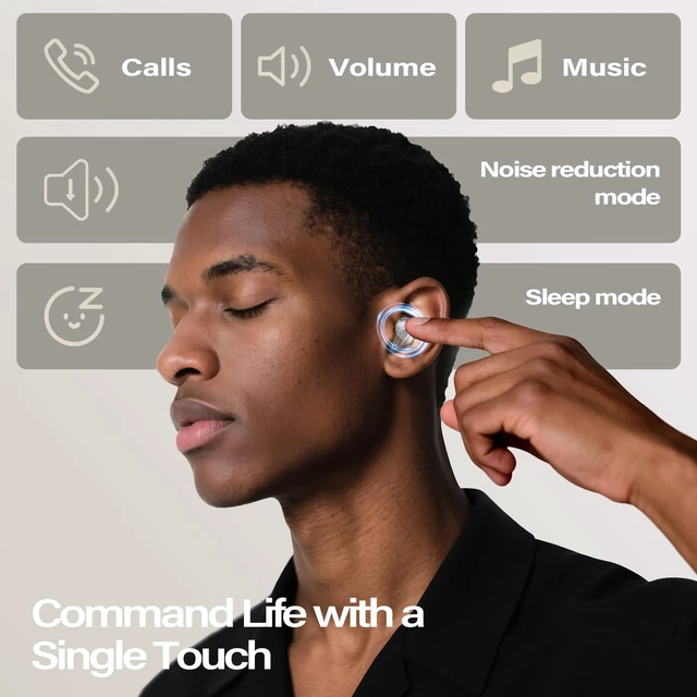 Alt view image 6 of 7 - Mini ANC Sleep Earbuds, Wireless Ear Buds Headphones for Side Sleepers Bluetooth 5.4 Deep Bass Stereo 48H Playtime Ear Buds, 4 ENC Noise Cancelling Mic for Side Sleepers uninterrupted night sleep