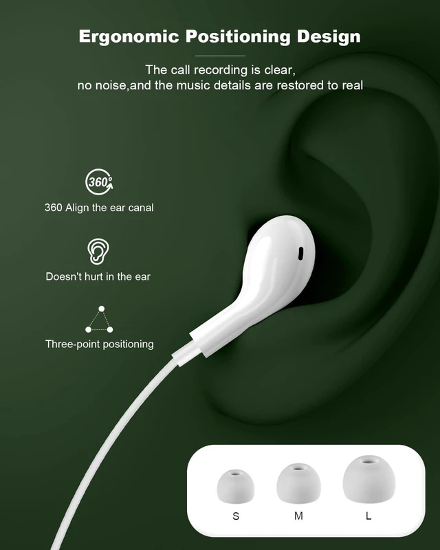 Alt view image 4 of 7 - USB C Headphone Wired for iPhone 15 Plus 16 Pro 17 Air 18 Pro Max iPad mini Usbc Headphones Type C for Samsung Galaxy S26 S25 S24 S23 Ultra S22 A57 A56 A16 A17 Earbuds in-Ear with Mic Volume Control