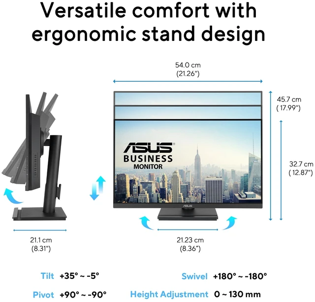 Alt view image 6 of 7 - VA249QGS 24 Inch 1080P 120Hz Computer Monitor, USB Docking, Ergonomic IPS, Full HD, Frameless, Speakers, Adaptive-Sync, 1ms, HDMI, DisplayPort, VGA, Height Adjustment, Ergonomic, VESA Wall Mount