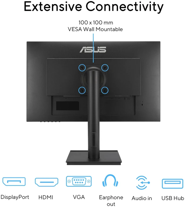 Alt view image 7 of 7 - VA249QGS 24 Inch 1080P 120Hz Computer Monitor, USB Docking, Ergonomic IPS, Full HD, Frameless, Speakers, Adaptive-Sync, 1ms, HDMI, DisplayPort, VGA, Height Adjustment, Ergonomic, VESA Wall Mount