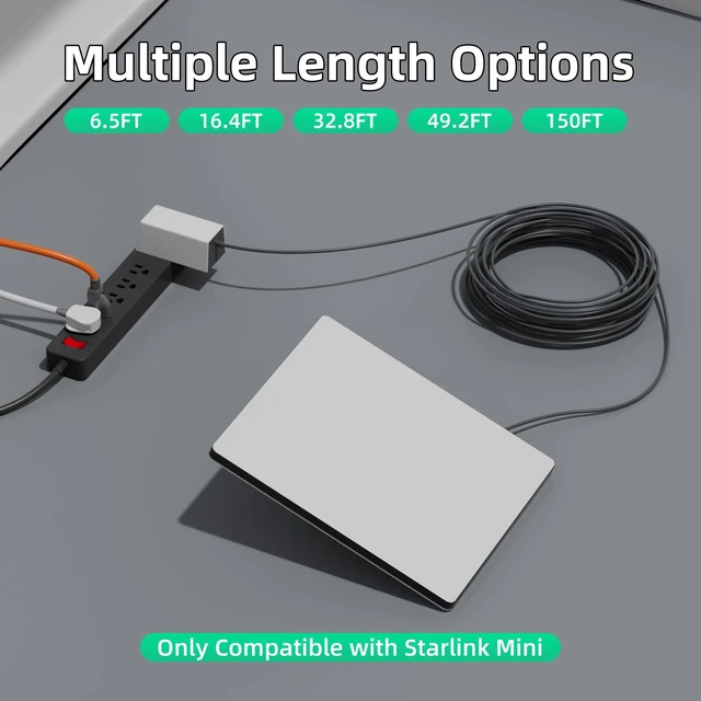 Alt view image 4 of 6 - Starlink Mini Long Power Cable 150FT/46M, Replacement DC Power Cable Longer Starlink Mini Accessories, Starlink Power Cord Outdoor, Extra Long Extention Cables Cord Waterproof
