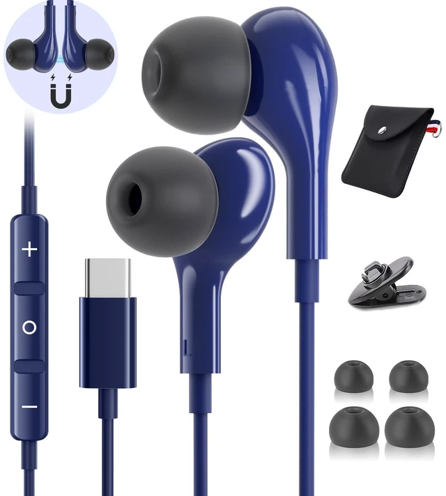 Main image of USBC Headphones Wired for Samsung S26 S25 Ultra S24 S23 A57 A37 A17 A16 in Ear USB C Headphones Wired with Microphone Volume Control Type C Headphones iPhone 16 Pro Max iPad Mini Pixel Sapphire