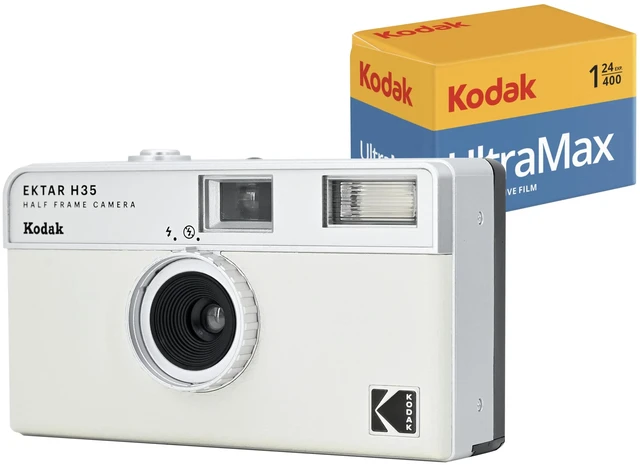 Main image of EKTAR H35 Half Frame 35mm Camera, Reusable, Focus-Free, Lightweight, Easy to Use (AAA Battery Not Included) (White, Bundle with 24-Exposure Film)