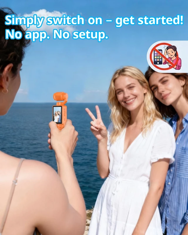 Alt view image 2 of 7 - Vlogging Camera, Mini Camcorder, Portable Handheld Video Camera Mini camcorder with 180° rotating lens, 7-hour battery, 32GB card, one-button recording for travel and daily moments