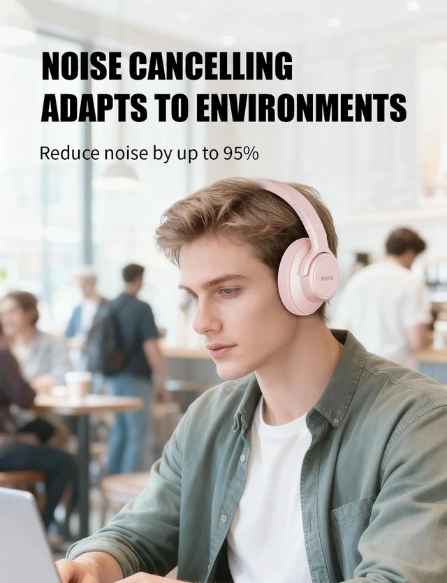 Alt view image 2 of 7 - Hybrid Active Noise Cancelling Headphones Over Ear Bluetooth Wireless ANC 70H Playtime, Transparency Mode, Microphone, Deep Bass, HiFi Stereo Sound for Home, Travel, Office
