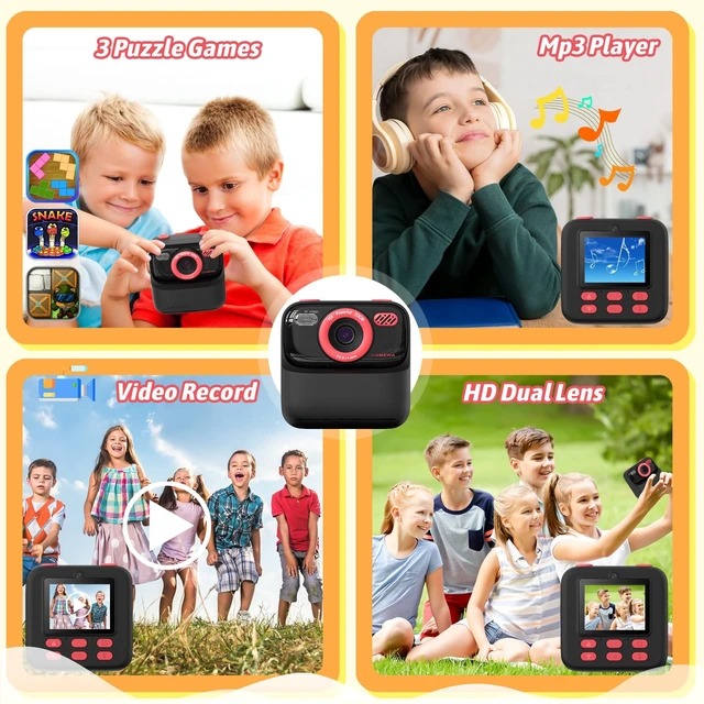 Alt view image 4 of 7 - Kids Instant Digital Cameras for Boys and Girls, 1080P HD Dual-Lens Selfie Digital Camera with Print Paper & TF Card, Christmas Birthday Gifts Toys for Toddler and Teenagers Age 3-16 Years Old