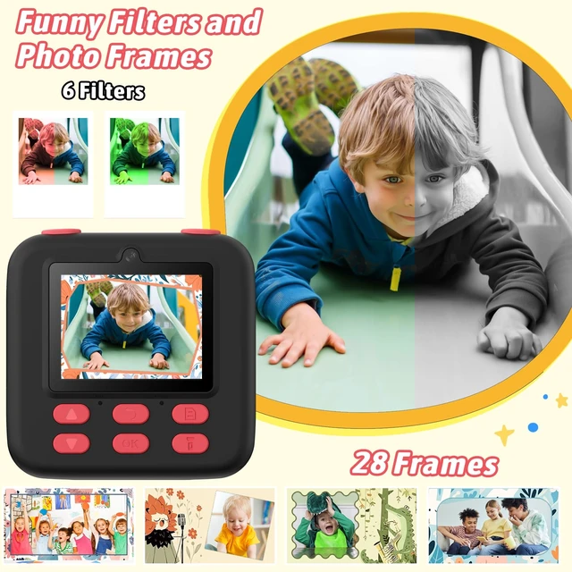 Alt view image 5 of 7 - Kids Instant Digital Cameras for Boys and Girls, 1080P HD Dual-Lens Selfie Digital Camera with Print Paper & TF Card, Christmas Birthday Gifts Toys for Toddler and Teenagers Age 3-16 Years Old