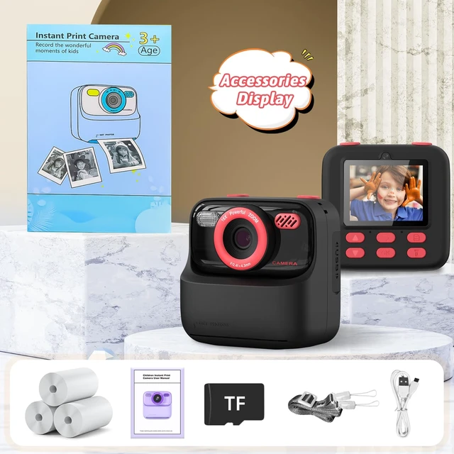 Alt view image 7 of 7 - Kids Instant Digital Cameras for Boys and Girls, 1080P HD Dual-Lens Selfie Digital Camera with Print Paper & TF Card, Christmas Birthday Gifts Toys for Toddler and Teenagers Age 3-16 Years Old