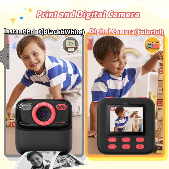 Alt view image 6 of 7 - Kids Instant Digital Cameras for Boys and Girls, 1080P HD Dual-Lens Selfie Digital Camera with Print Paper & TF Card, Christmas Birthday Gifts Toys for Toddler and Teenagers Age 3-16 Years Old