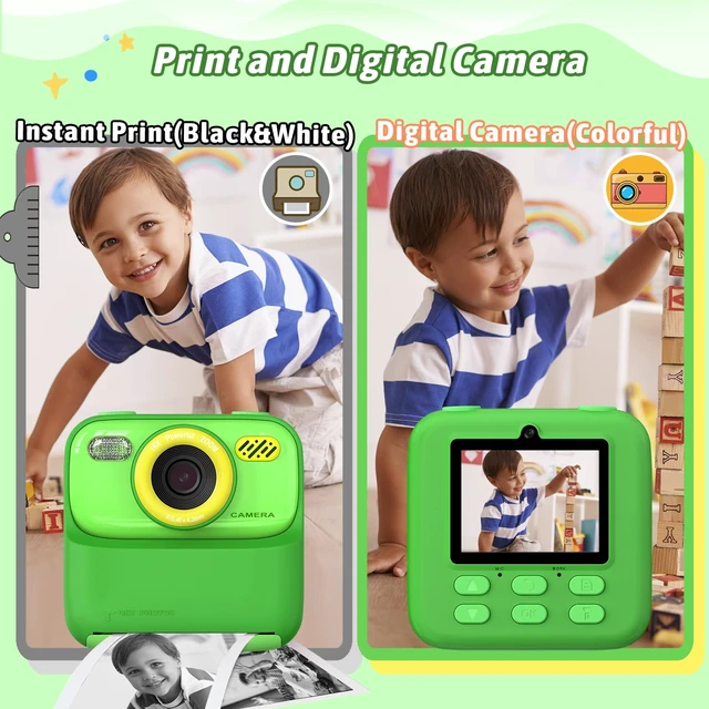 Alt view image 4 of 7 - Kids Instant Digital Cameras for Boys and Girls, 1080P HD Dual-Lens Selfie Digital Camera with Print Paper & TF Card, Christmas Birthday Gifts Toys for Toddler and Teenagers Age 3-16 Years Old