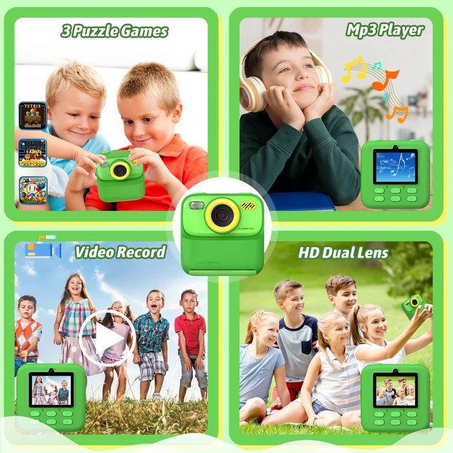 Alt view image 3 of 7 - Kids Instant Digital Cameras for Boys and Girls, 1080P HD Dual-Lens Selfie Digital Camera with Print Paper & TF Card, Christmas Birthday Gifts Toys for Toddler and Teenagers Age 3-16 Years Old