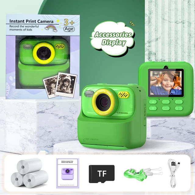 Alt view image 7 of 7 - Kids Instant Digital Cameras for Boys and Girls, 1080P HD Dual-Lens Selfie Digital Camera with Print Paper & TF Card, Christmas Birthday Gifts Toys for Toddler and Teenagers Age 3-16 Years Old