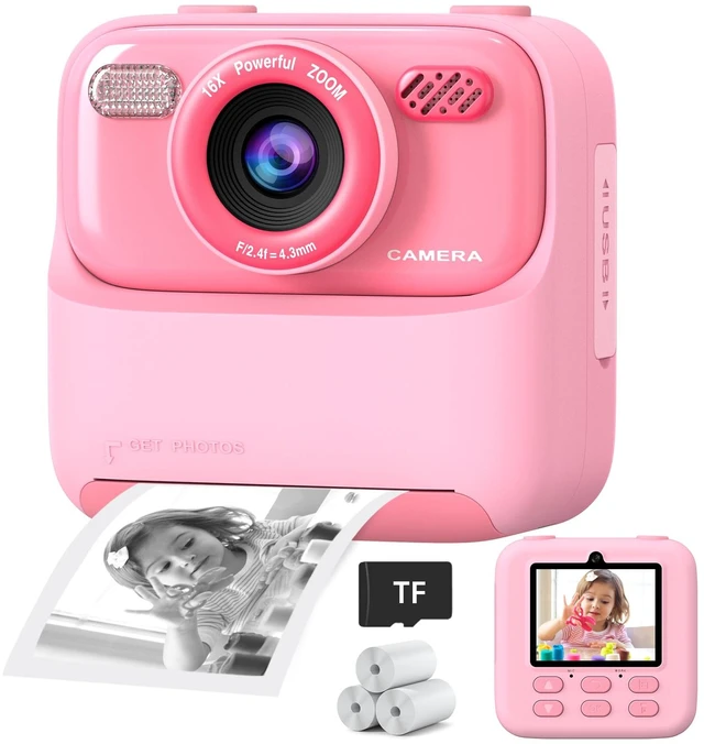 Main image of Kids Instant Digital Cameras for Boys and Girls, 1080P HD Dual-Lens Selfie Digital Camera with Print Paper & TF Card, Christmas Birthday Gifts Toys for Toddler and Teenagers Age 3-16 Years Old