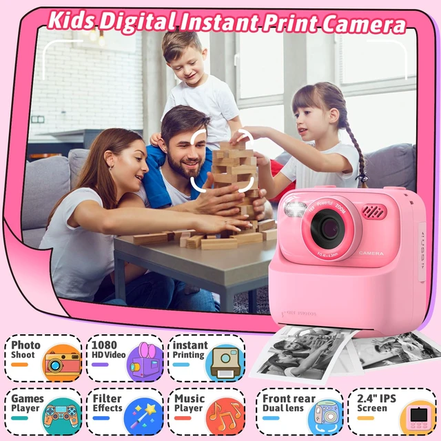 Alt view image 2 of 7 - Kids Instant Digital Cameras for Boys and Girls, 1080P HD Dual-Lens Selfie Digital Camera with Print Paper & TF Card, Christmas Birthday Gifts Toys for Toddler and Teenagers Age 3-16 Years Old