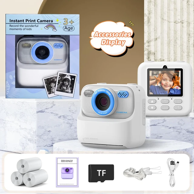 Alt view image 7 of 7 - Kids Instant Digital Cameras for Boys and Girls, 1080P HD Dual-Lens Selfie Digital Camera with Print Paper & TF Card, Christmas Birthday Gifts Toys for Toddler and Teenagers Age 3-16 Years Old