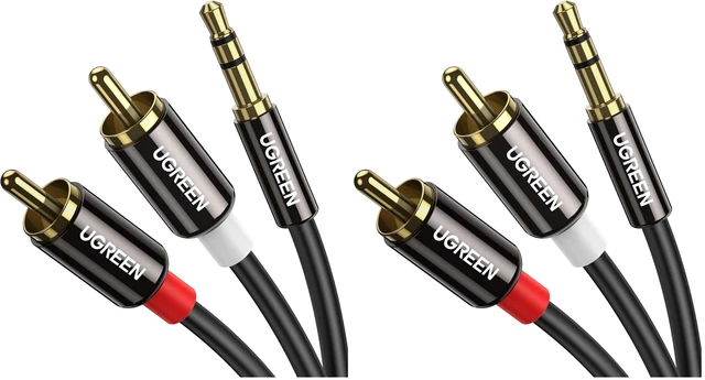 Main image of 3.5mm to RCA Cable, 6.6FT 2RCA Male to Aux Audio Adapter, HiFi Sound (Pack of 2)