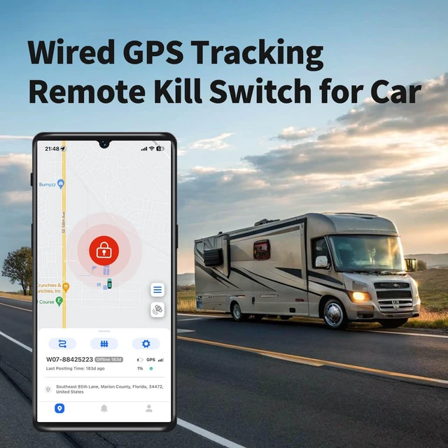 Alt view image 6 of 7 - Remote Kill Switch GPS Tracker for Vehicles No Subscription Kill Switch, Real-Time Location, Mileage Tracking, Speeding Monitoring, Route History, Geofence, for Fleets & Families