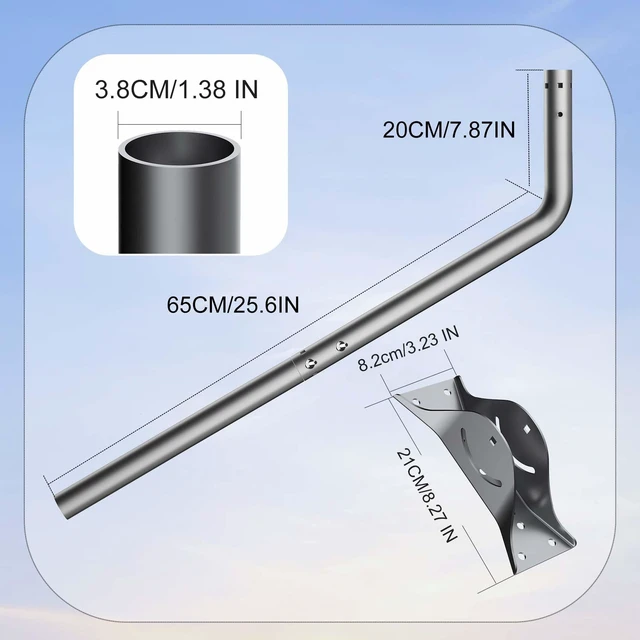 Alt view image 4 of 7 - Standard 4/4X Mount for Starlink, Adjustable Wall/Roof Mounting Kit Compatible with Starlink Standard V3Include Aluminum Pipe Adapter (Extended Mount)