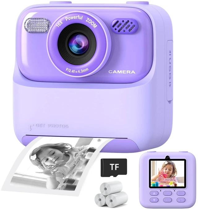 Main image of Kids Instant Digital Cameras for Boys and Girls, 1080P HD Dual-Lens Selfie Digital Camera with Print Paper & TF Card, Christmas Birthday Gifts Toys for Toddler and Teenagers Age 3-16 Years Old