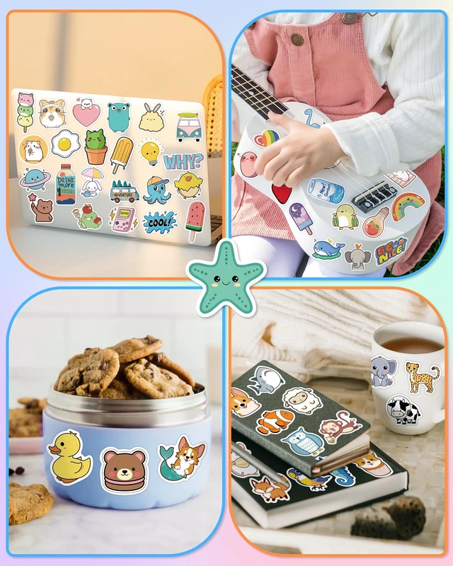 Alt view image 2 of 6 - 600 Pcs Stickers for Kids, Cute Vinyl Waterproof Stickers for Water Bottle Treasure Box Toys for Classroom Prizes, Teacher Back to School Supplies Gifts, Sticker Pack for Girls Teens, Party Favors