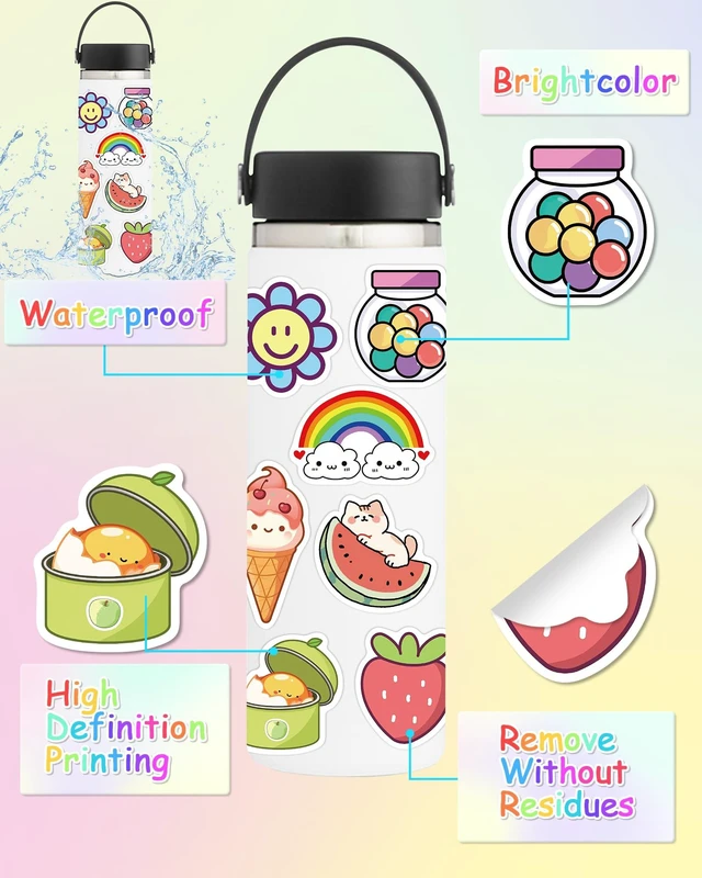 Alt view image 3 of 6 - 600 Pcs Stickers for Kids, Cute Vinyl Waterproof Stickers for Water Bottle Treasure Box Toys for Classroom Prizes, Teacher Back to School Supplies Gifts, Sticker Pack for Girls Teens, Party Favors